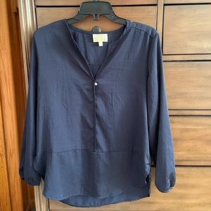 Navy Silk Blouse